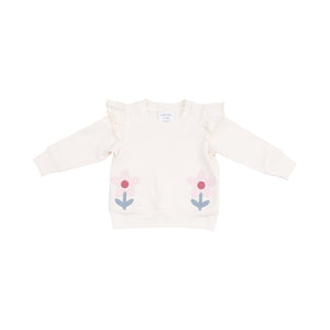 French Terry Ruffle Patch Sweatshirt + Jogger - Danish Daisy