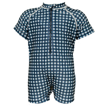 Load image into Gallery viewer, Navy Gingham Zipper Swimsuit