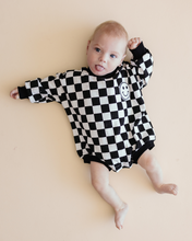 Load image into Gallery viewer, Bubble Romper | Checkered Smiley Black