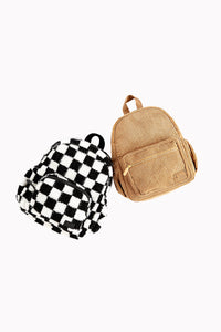The Aspen Mini Backpack- Sherpa Black and White Check