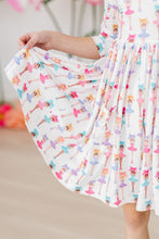 Load image into Gallery viewer, Ballerina Bows 3/4 Sleeve Pocket Twirl Dress