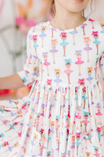 Load image into Gallery viewer, Ballerina Bows 3/4 Sleeve Pocket Twirl Dress