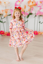 Load image into Gallery viewer, Bouquet Beauty 3/4 Sleeve Pocket Twirl Dress