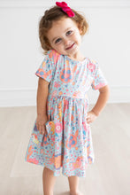 Load image into Gallery viewer, Blue Retro Unicorns S/S Pocket Twirl Dress
