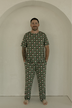 Load image into Gallery viewer, Men&#39;s Short Sleeve Bamboo Pajamas | Santa Checkerboard