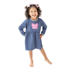 Load image into Gallery viewer, Pink Bow French Terry Dress