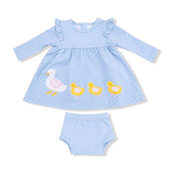Duck Family Long Sleeve Dress with Diaper Cover