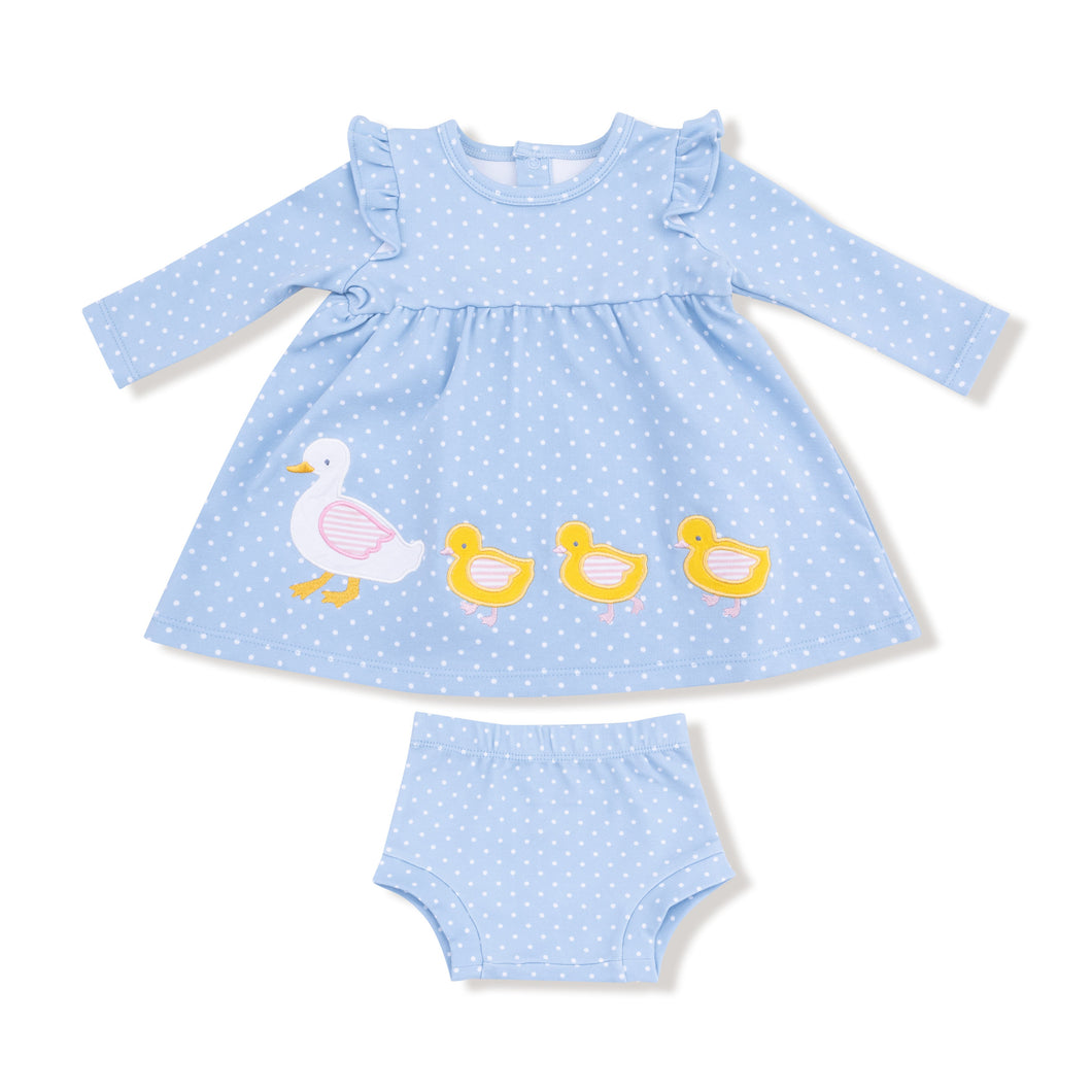 Duck Family Long Sleeve Dress with Diaper Cover