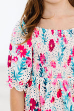 Load image into Gallery viewer, Dots &amp; Daisies Smocked Ruffle Dress