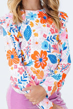 Load image into Gallery viewer, Colorful Carnations L/S Ruffle Tee