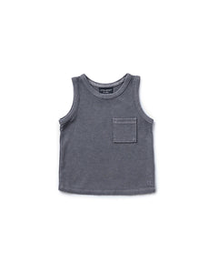 Acid Wash Ribbed Tank - Black
