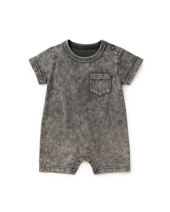 Acid Wash Shortie Romper - Black