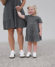 Load image into Gallery viewer, Acid Wash Waffle Dress - Black