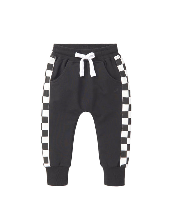Side Checkered Jogger - Black