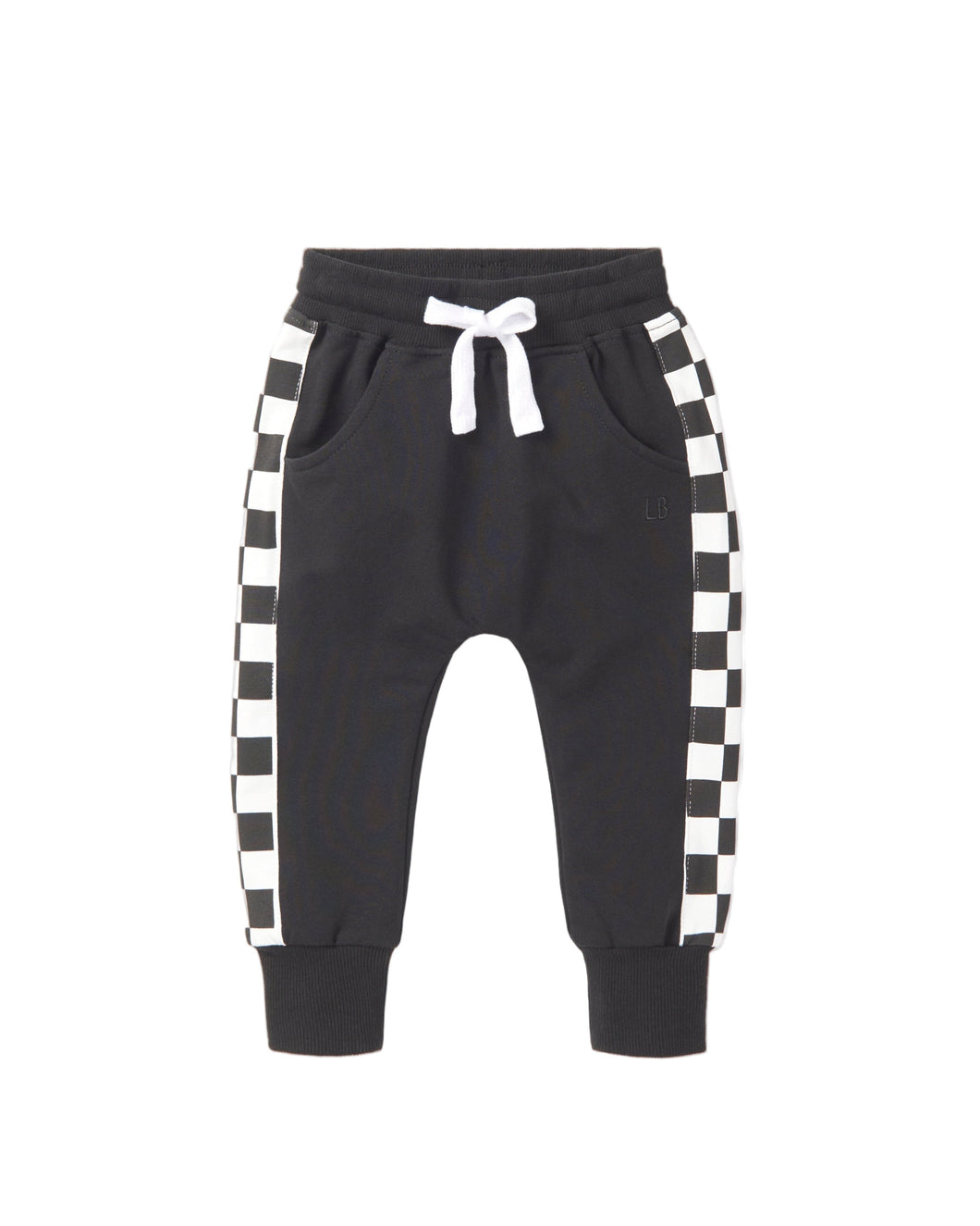 Side Checkered Jogger - Black