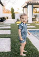 Load image into Gallery viewer, Navy Gingham Zipper Swimsuit