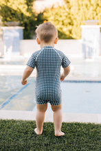 Load image into Gallery viewer, Navy Gingham Zipper Swimsuit