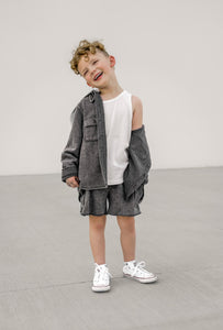 Lightweight Hooded Shacket - Charcoal Wash