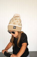 Load image into Gallery viewer, Tan Smiley Check Beanie