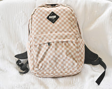 Load image into Gallery viewer, Full Size Tan Checkered Backpack