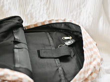 Load image into Gallery viewer, Full Size Tan Checkered Backpack