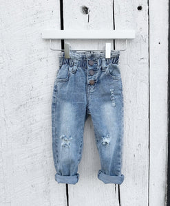 Paperbag Waist Denim - Light Wash