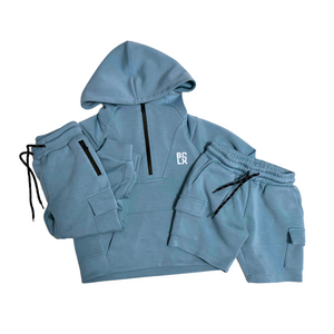 PREORDER: LUXE Half-Zip Sweatshirt (Baby Blue)