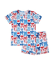 Load image into Gallery viewer, Bamboo Shorts Set | Red-White &amp; Bows