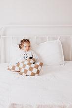 Load image into Gallery viewer, Tan Check Bolt Plush Pillow
