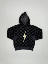 Load image into Gallery viewer, THE CHECKERED SPARK HOODIE - BLACK