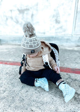 Load image into Gallery viewer, Tan Smiley Check Beanie