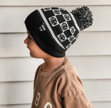 Load image into Gallery viewer, Black Smiley Check Beanie