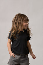 Load image into Gallery viewer, Ribbed Lettuce Trim Tee - Black