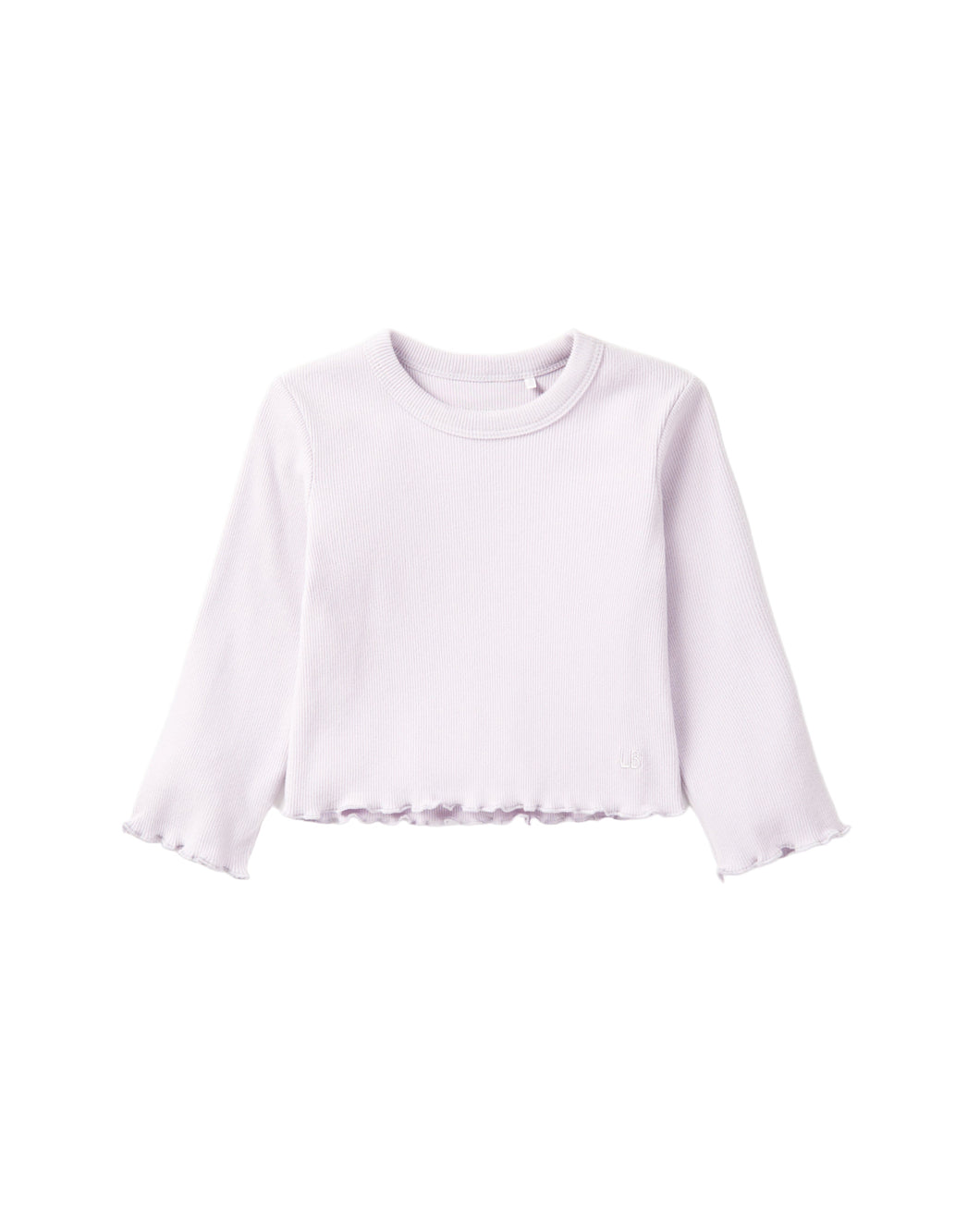 Long Sleeve Ribbed Lettuce Trim Tee - Lilac