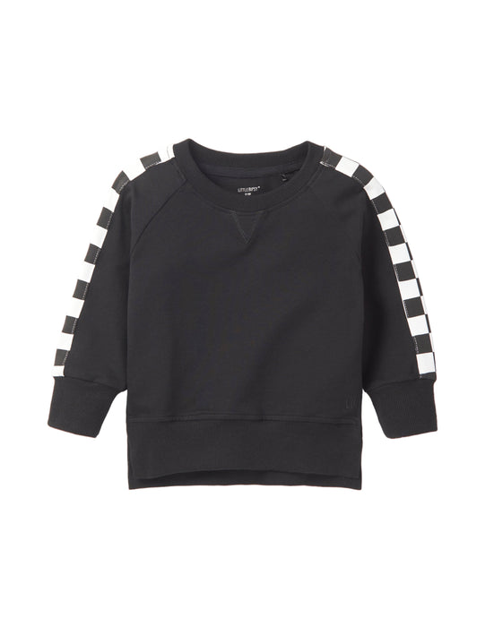 Side Checkered Pullover - Black