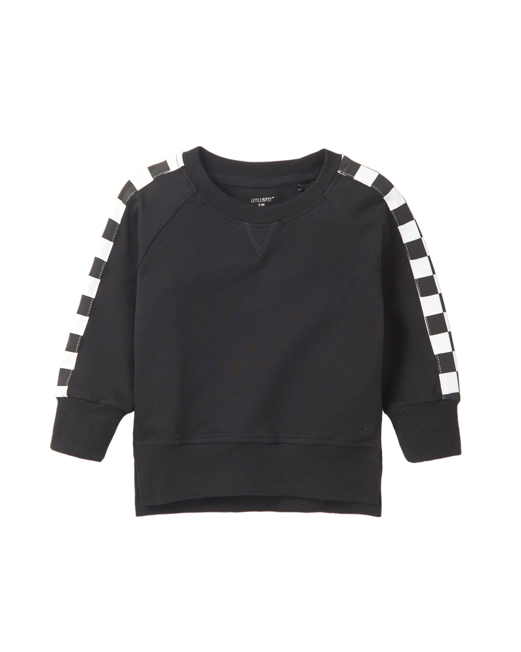 Side Checkered Pullover - Black