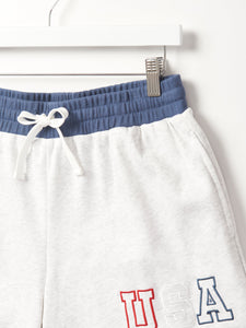 Adult USA Raw Edge Sweatshort - Heather Grey