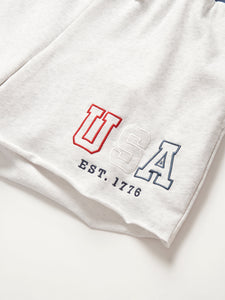 Adult USA Raw Edge Sweatshort - Heather Grey