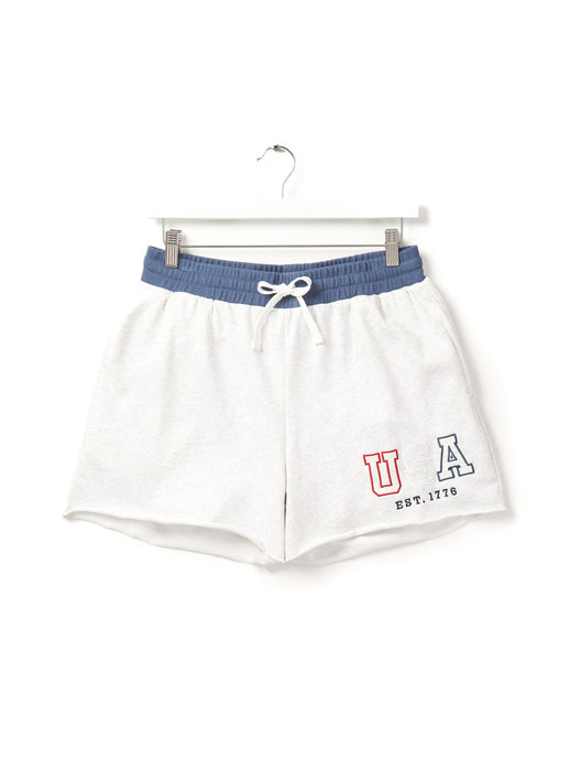 Adult USA Raw Edge Sweatshort - Heather Grey