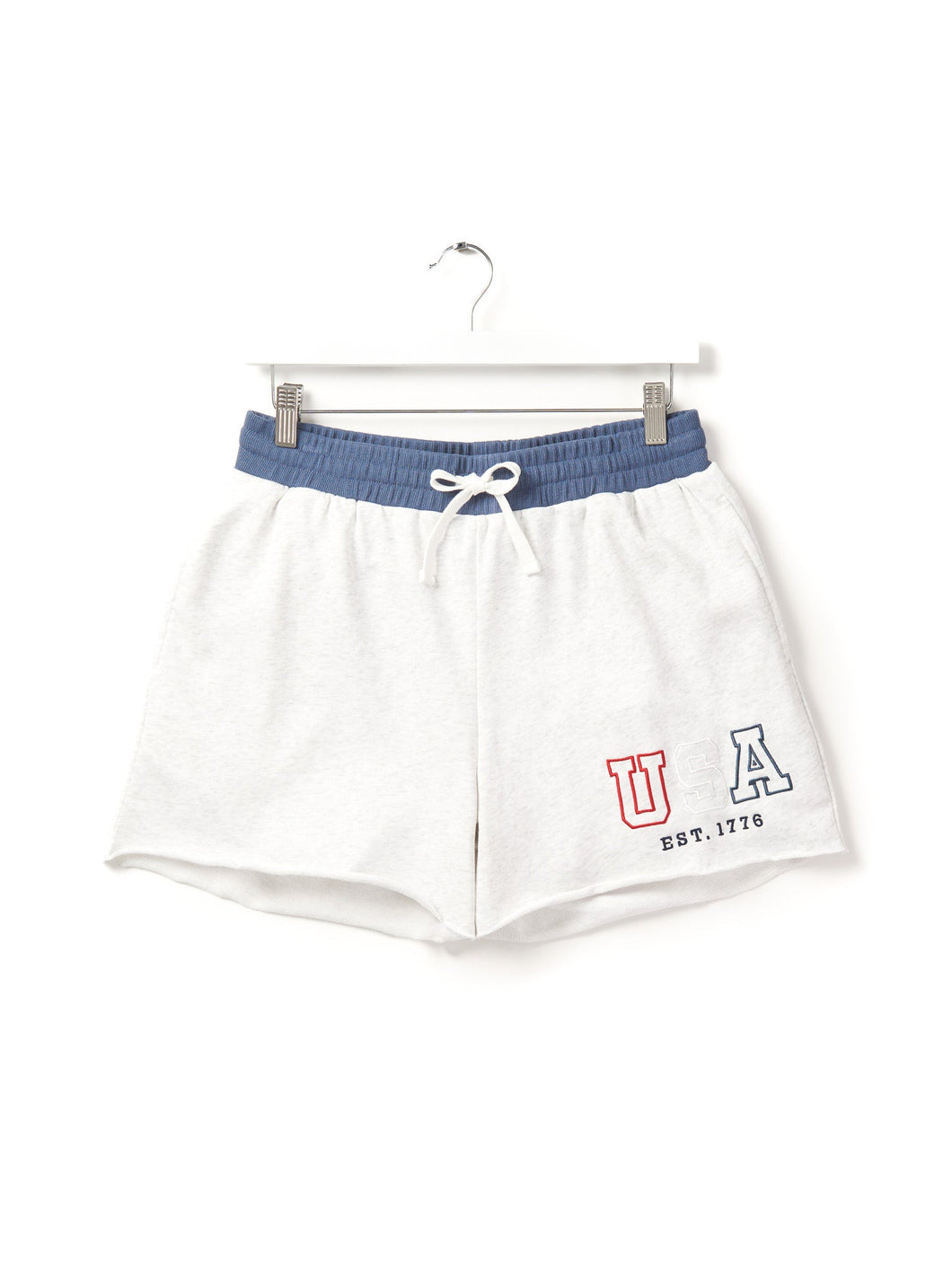 Adult USA Raw Edge Sweatshort - Heather Grey