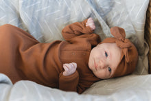 Load image into Gallery viewer, Rust Organic Cotton Ribbed Knot Gown