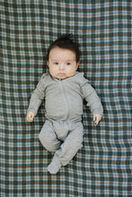 Load image into Gallery viewer, Navy Plaid Muslin Crib Sheet