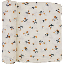 Load image into Gallery viewer, Cream Floral Muslin Swaddle Blanket