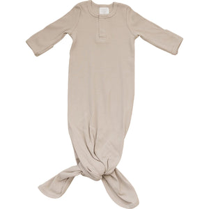 Oatmeal Organic Cotton Ribbed Knot Gown