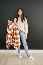 Load image into Gallery viewer, Rust Checkered Plush Blanket
