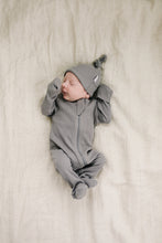 Load image into Gallery viewer, Grey Organic Ribbed Newborn Knot Hat