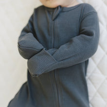 Load image into Gallery viewer, Charcoal Organic Cotton Ribbed Zipper