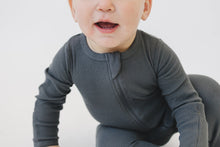 Load image into Gallery viewer, Charcoal Organic Cotton Ribbed Zipper
