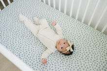 Load image into Gallery viewer, Blue Blossom Muslin Crib Sheet