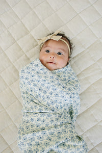 Blue Blossom Muslin Swaddle Blanket